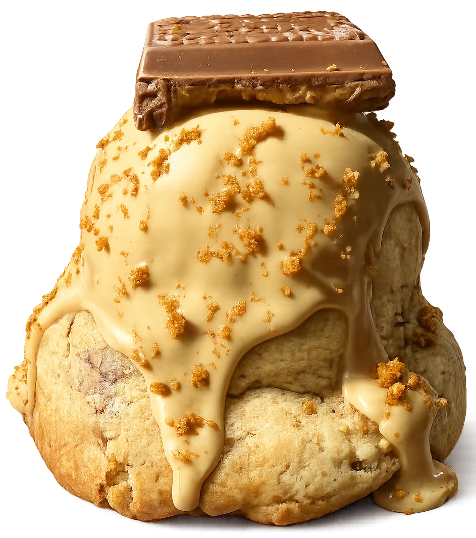 Scandal Biscoff New York cookie with creamy topping and Biscoff chocolate